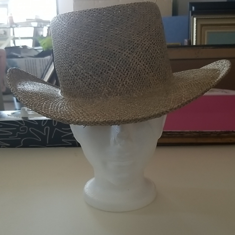 Stylish Tan Straw Cowboy Style Hat - Unisex - Size: Medium